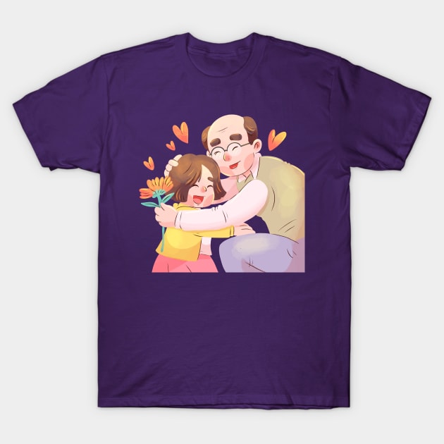 Grandpa Little Girl T-Shirt by Mako Design 